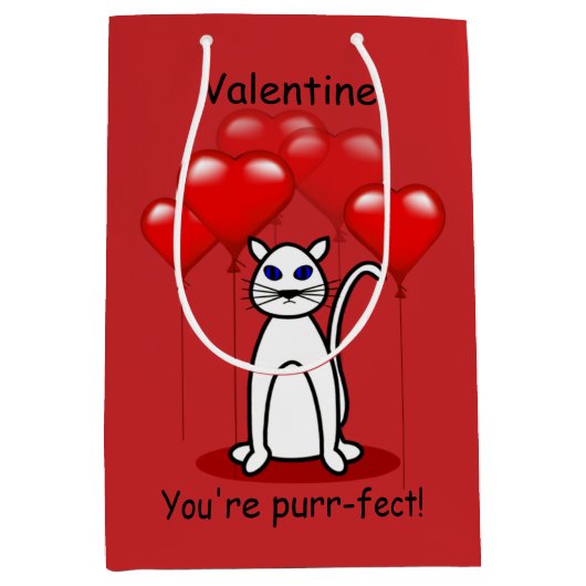 パー県猫バレンタインメディッド抱き枕 ミディアムペーパーバッグ (正面)