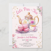 パー茶しよう!ガールピンクティー誕生日パーティー 招待状 (正面)
