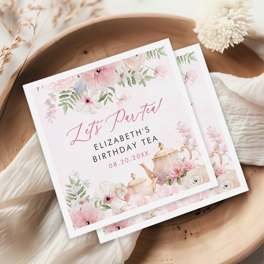 パー茶フローラティーガールバースデーパーティー スタンダードカクテルナプキン