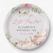 パー茶フローラティーガールバースデーパーティー ペーパープレート (正面)