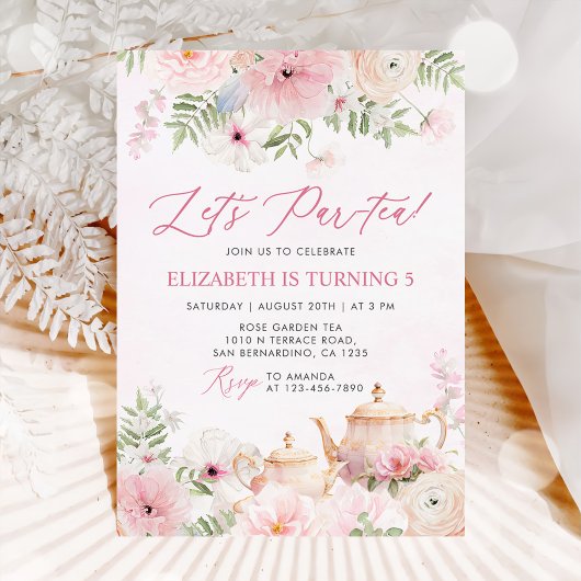 パー茶フローラティーガールバースデーパーティー 招待状