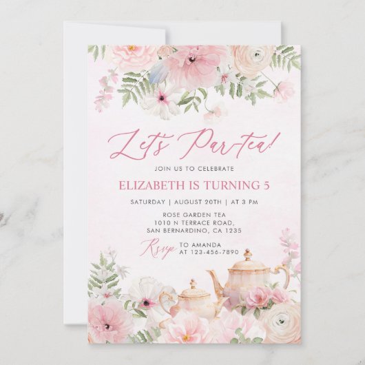 パー茶フローラティーガールバースデーパーティー 招待状 (正面)