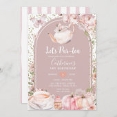 パー茶誕生日ティーパーティーガールカボチャ 招待状 (正面/裏面)