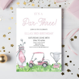 パー3だ！ピンクゴルフ3rd誕生日パーティー 招待状