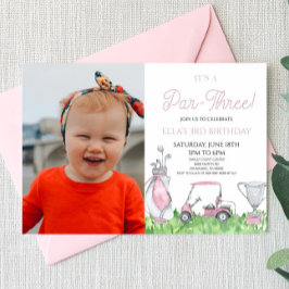 パー3だ！ピンクゴルフ3rd誕生日パーティー 招待状