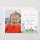 パー3だ！ピンクゴルフ3rd誕生日パーティー 招待状 (正面)