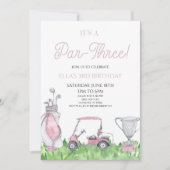 パー3だ！ピンクゴルフ3rd誕生日パーティー 招待状 (正面)