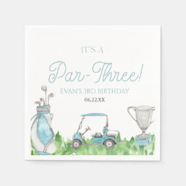 パー3ブルーゴルフ第3誕生日パーティー スタンダードカクテルナプキン