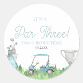パー3ブルーゴルフ第3誕生日パーティー ラウンドシール (正面)