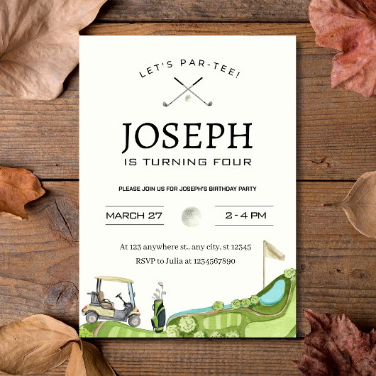パー・ティーしよう!ゴルフをテーマにした4th誕生日パーティー 招待状