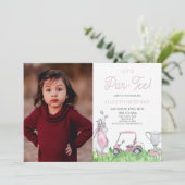 パー・ティーしよう！ピンクゴルフ写真誕生日パーティー 招待状 (スタンド正面)