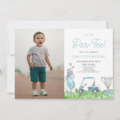 パー・ティーしよう!ブルーゴルフ写真誕生日パーティー 招待状 (正面)