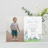 パー・ティーしよう!ブルーゴルフ写真誕生日パーティー 招待状 (スタンド正面)