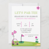 パー・ティーで1歳の誕生日パーティー、ゴルフ誕生日 招待状 (正面)