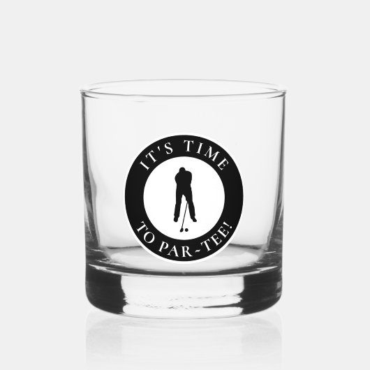 パー・ティー・おもしろいゴルファーモダン・ユーモア・ブラック ウイスキーグラス (正面)