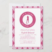 パーTゴルファーおもしろいユーモア誕生日パーティーピンク 招待状 (正面)