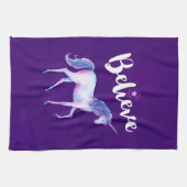 パ信じステルの水の色でユニコーン キッチンタオル (横)