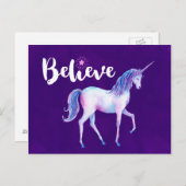 パ信じステルの水の色でユニコーン ポストカード (正面/裏面)