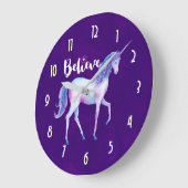 パ信じステルの水の色でユニコーン ラージ壁時計 (傾斜)