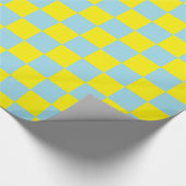 パ市松模様にステルブルーとイエロー ラッピングペーパー (角)