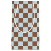 パ市松模様にステルブルーとブラウン スモールペーパーバッグ (正面)