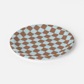 パ市松模様にステルブルーとブラウン ペーパープレート (アングル)