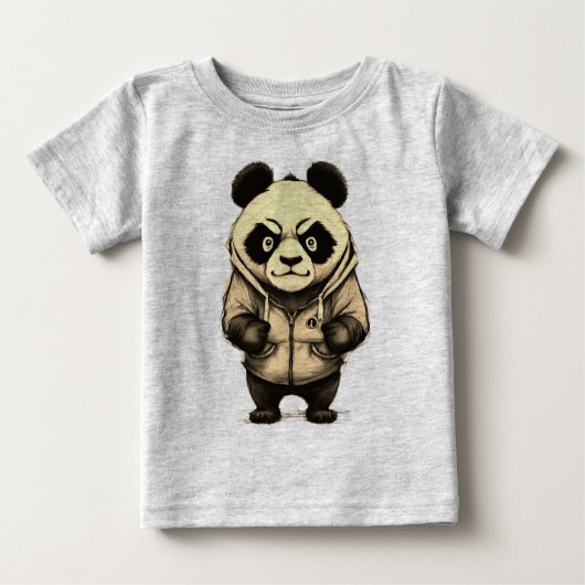 パ怒ンダかわいい動物デザイン ベビーTシャツ (正面)