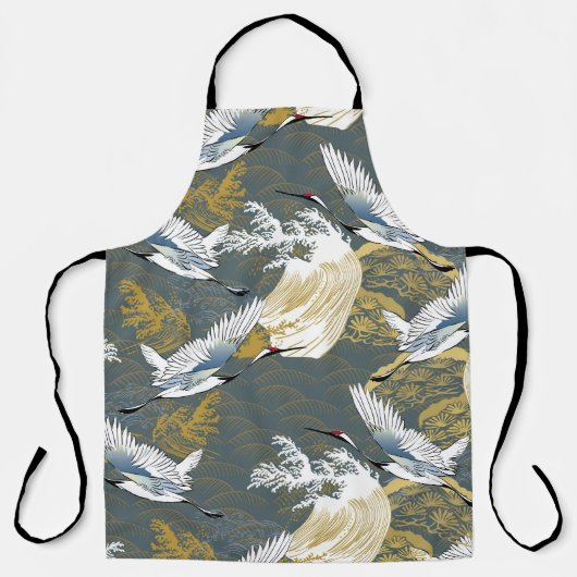 パ日本のターン~伝統的のモチーフ背景 エプロン (正面)