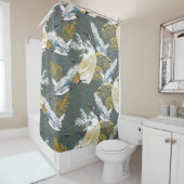 パ日本のターン～伝統的のモチーフ背景 シャワーカーテン (インサイチュ)