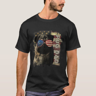 パ最高のグパパ7月4日アメリカ国旗のパグ Tシャツ