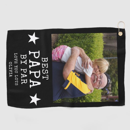 パ最高のパバイパーおじいちゃんパーソナライズされた写真ギフト ゴルフタオル (横)