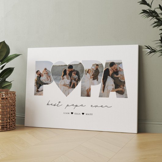 パ最高のパEver 4パパやおじいちゃん用フォトコラージュ キャンバスプリント