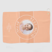 パ最高のルゴルファーのママ写真おもしろいギフトピーチカスタムー ゴルフタオル (横)