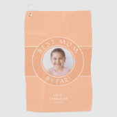 パ最高のルゴルファーのママ写真おもしろいギフトピーチカスタムー ゴルフタオル (正面)