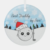 パ最高のーアのパパ |ゴルフパおもしろいンのクリスマス ガラスオーナメント (正面)