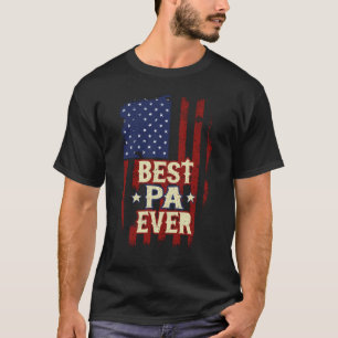 パ最高のーエバーアメリカ国旗おじいちゃん父の日ギフト Tシャツ