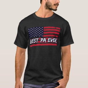 パ最高のーエバーアメリカ国旗おじいちゃん父の日ギフト Tシャツ