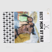 パ最高のール写真白黒ゴルフタオルでお母さん ゴルフタオル (横)