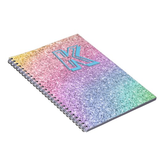 パ素晴らしステルグリッターガーリーモノグラムのカスタム ノートブック (右側)