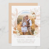 パ絵を描ンパグラス&蘭の日付写真を保存 招待状 (正面/裏面)