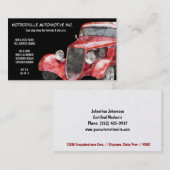 パ車のーツ&サービス赤クラシック色の改造車 名刺 (正面/裏面)