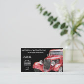 パ車のーツ&サービス赤クラシック色の改造車 名刺 (スタンド正面)