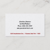 パ車のーツ&サービス赤クラシック色の改造車 名刺 (裏面)