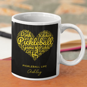 パickleballプレイヤー専用名前入りワードアート コーヒーマグカップ
