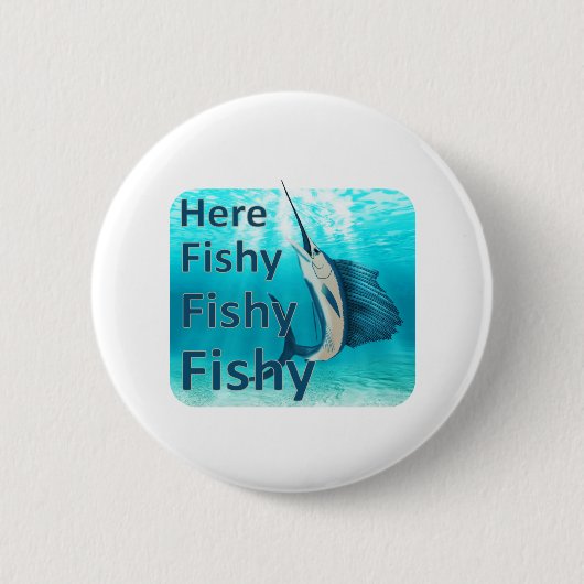 ヒおもしろいアフィッシュ魚魚 缶バッジ (正面)