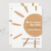 ヒアカムズザサン ベイビーシャワー 招待状 (正面/裏面)