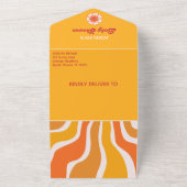 ヒアカムズザサン レトロ サンシャイン ベイビーボーイ シャワー オールインワン招待状 (外側)