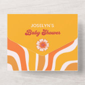 ヒアカムズザサン レトロ サンシャイン ベイビーボーイ シャワー オールインワン招待状 (裏面)