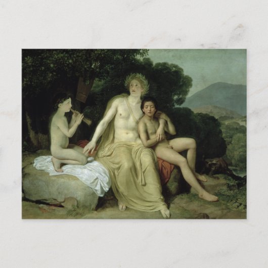 ヒアシンスとシパリスを持つアポロ ポストカード (正面)