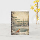 ヒアテネウィンターフォックス非宗派の挨拶 カード (黄色い花)